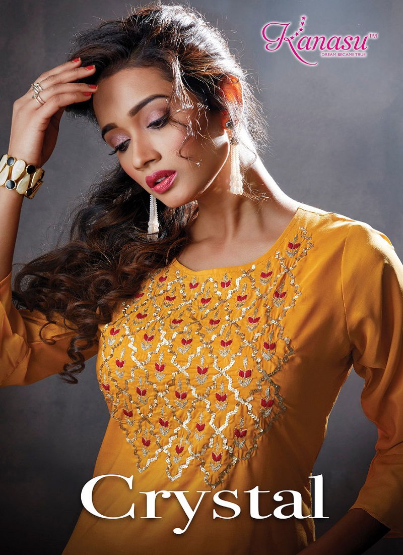 Kanasu Crystal Latest Fancy Designer Casual Wear Viscose Kurti Collection  